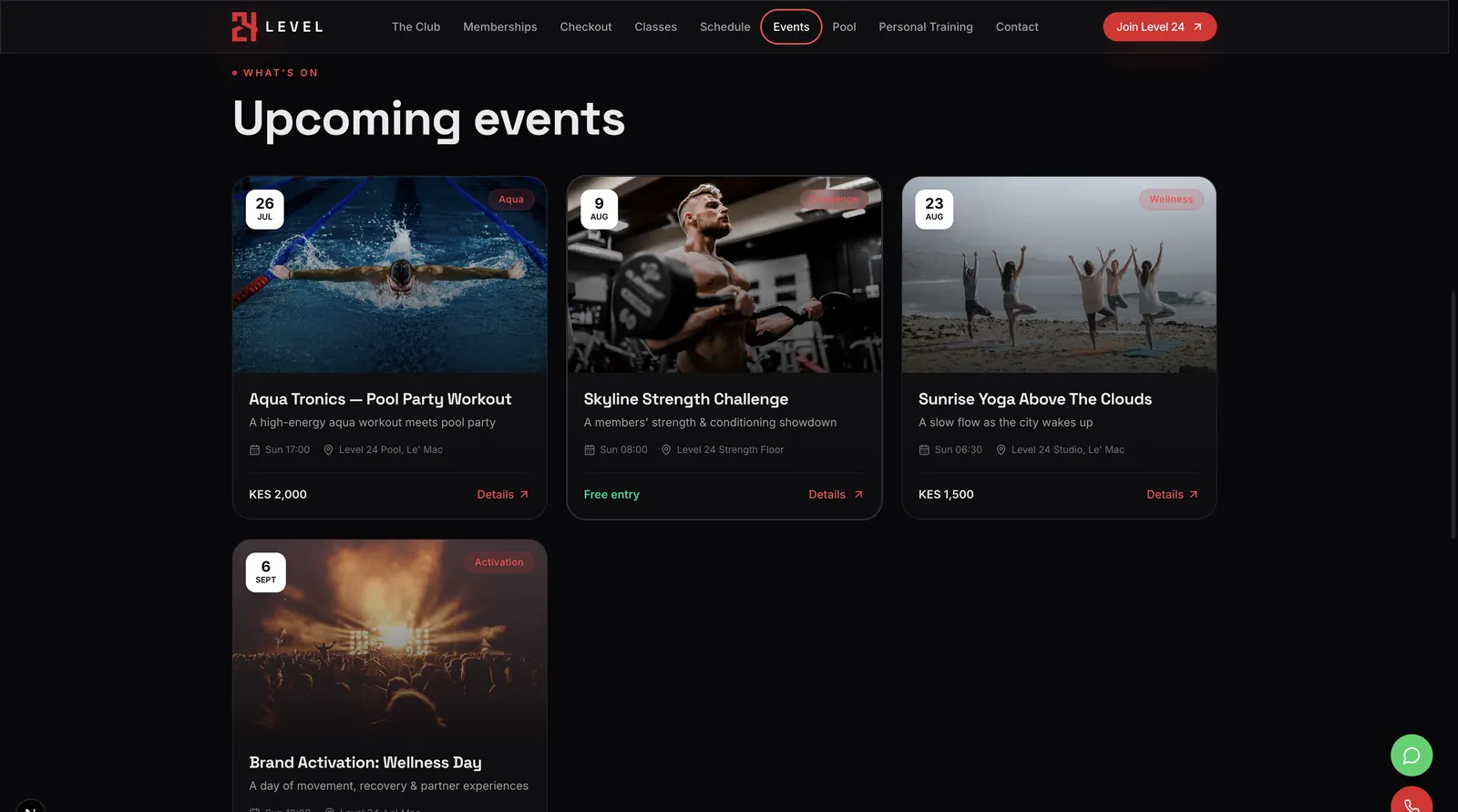 Level 24, events screen