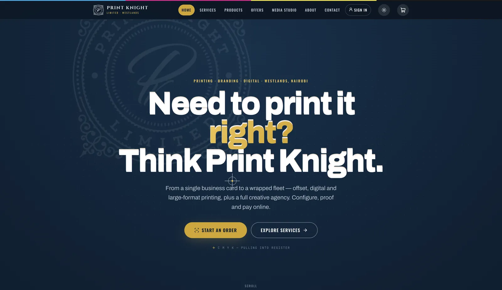 Print Knight printing company website, homepage